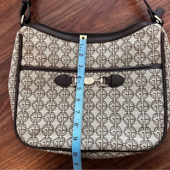 Giani Bernini Horsebit Detail Logo Jacquard Medium Hobo Crossbody Bag Brown - Picture 13 of 14
